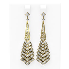 5 ctw Diamond Earrings 18K Yellow Gold