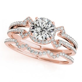 1.22 ctw Certified VS/SI Diamond 2pc Wedding Set 14k Rose Gold
