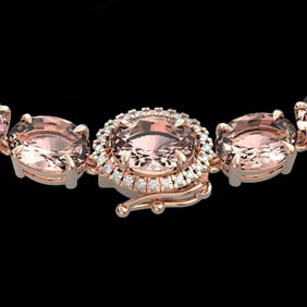 42.25 ctw Morganite & Diamond Eternity Micro Necklace 14k Rose Gold