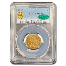1910 $5 Indian Gold Half Eagle