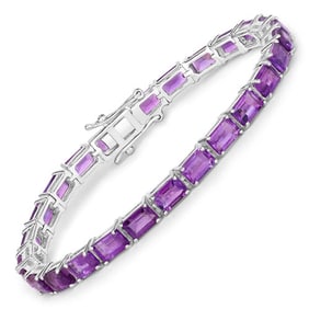 13.00 CT Genuine Amethyst 14K White Gold Bracelet
