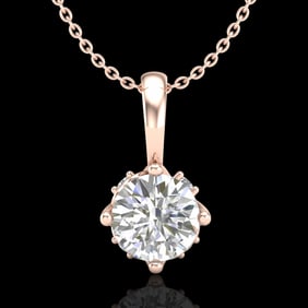 0.62 ctw VS/SI Diamond Solitaire Art Deco Stud Necklace 18k Rose Gold