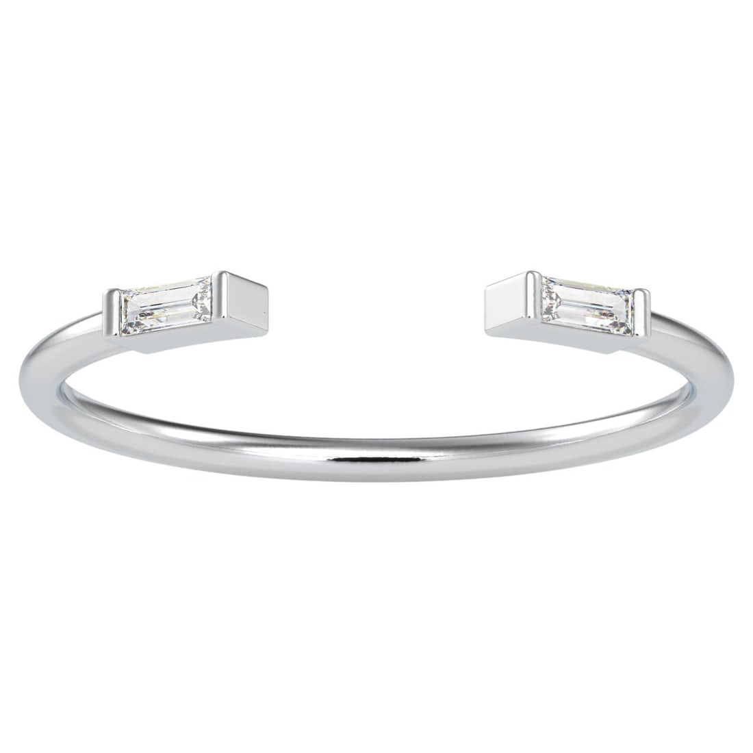 0.06 CTW Diamond 14K White Gold Ring: 0.06 CTW Diamond 14K White Gold Ring Ring Size: 7 US, Resizable Metal: 14k Gold, White Gold Stone: Diamond Stone Cut: Baguette Cut Place of Origin: United States Period: 2010- Date of Manufacture: 202