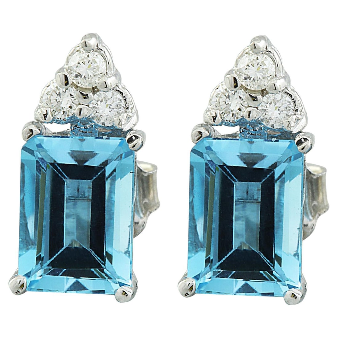 Topaz Diamond Earrings 14K White Gold: Natural Topaz Diamond Earrings 14K White Gold Metal: 14k Gold, White Gold Stone: Diamond, Topaz Stone Cut: Emerald Cut Place of Origin: United States Period: 2010- Date of Manufacture: 2023 Condition: