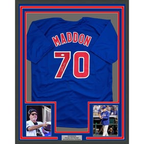 framed autographed/signed joe maddon 35x39 chicago