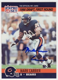 mark carrier signed bears 1990 pro