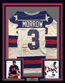 framed autographed/signed ken morrow 35x39 1980