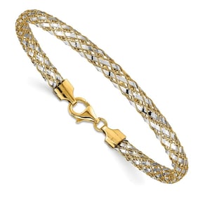 14K Two-tone Woven Mesh Bracelet -