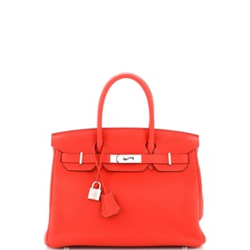 Hermes Birkin Handbag Rouge Tomate Clemence