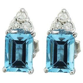 Natural Topaz Diamond Earrings In 14K