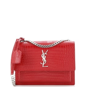 Saint Laurent Sunset Crossbody Bag Crocodile