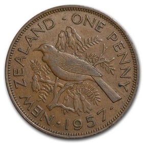 1953-1965 New Zealand Bronze Penny Tui