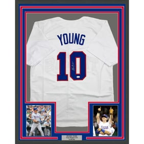 framed autographed/signed michael young 35x39 texas