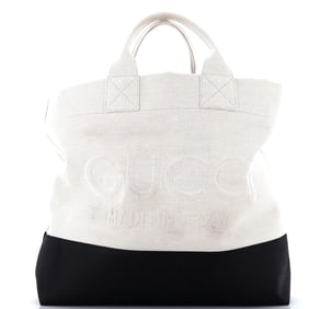 Gucci Logo Embossed Open Tote Canvas