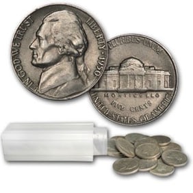 1950 Jefferson Nickel 40-Coin Roll Avg