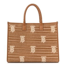 Burberry Raffia Calfskin Medium Freya Tote