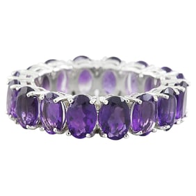 Exquisite Natural Amethyst Eternity Ring in