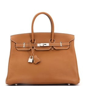Hermes Birkin Handbag Gold Clemence with