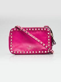 Valentino Fuchsia Leather Rockstud Double Zip