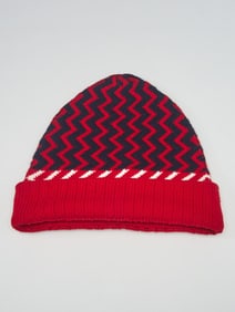 Gucci Red/Blue Wool Zigzag Beanie Hat