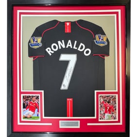 framed autographed/signed cristiano ronaldo 35x39 manu