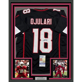 framed autographed/signed b.j. bj ojulari 35x39