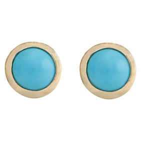 Turquoise Earrings In 18K Yellow Gold
