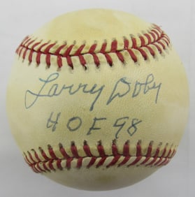 larry doby signed auto rawlings baseball