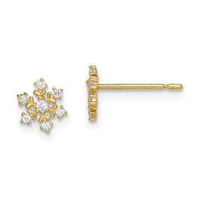 14k Cubic Zirconia Snowflake Post Earrings