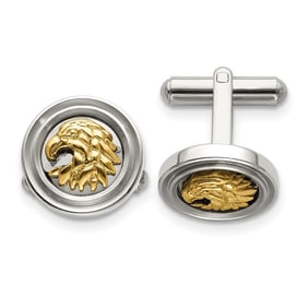 Stainless Steel Polished Yellow IP-plated Eagle