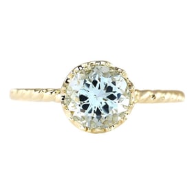 Exquisite Natural Aquamarine Ring In 14K