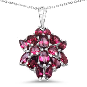 5.64 CT Genuine Rhodolite 14K White