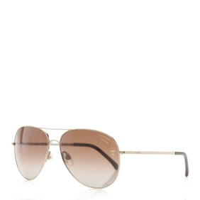 Chanel Metal Polarized Aviator CC Sunglasses