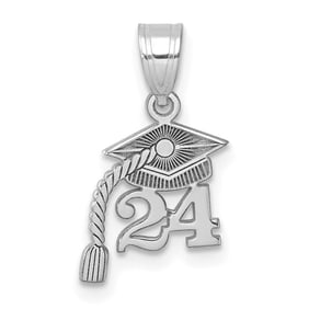 14K White Gold Graduation Cap Tassel