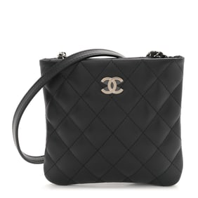 Chanel Lambskin Quilted Crossbody Bag Black