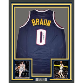 framed autographed/signed christian braun 35x39 denver