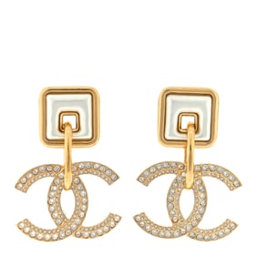 Chanel Crystal Pearl CC Square Drop