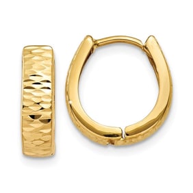 14k Gold Textured and Polished Hinged