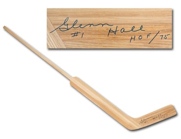 Glenn Hall Autographed Retro Wooden Goalie