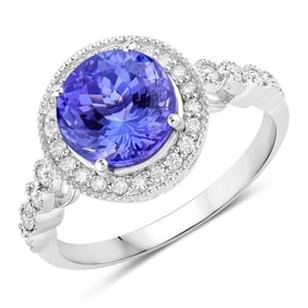 3.21 CT Genuine Tanzanite and White