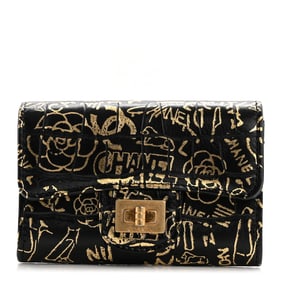 Chanel Calfskin Crocodile Embossed Graffiti 2.55