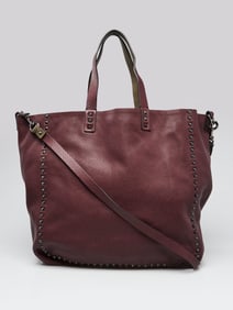 Valentino Burgundy/Green Pebbled Leather Rockstud Convertible