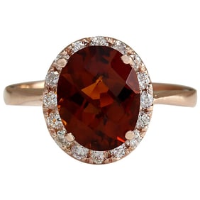 Citrine Diamond Ring In 18K Rose