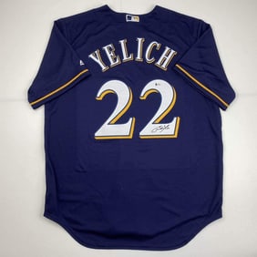 Autographed/Signed CHRISTIAN YELICH Milwaukee Blue Baseball
