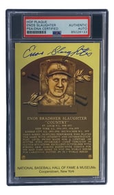 enos slaughter signed 4x6 st louis