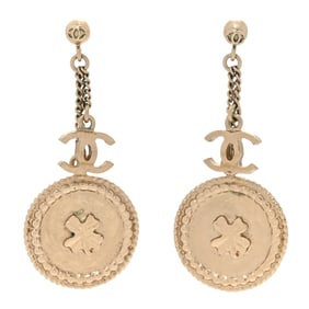 Chanel Medallion Clover CC Drop Earrings