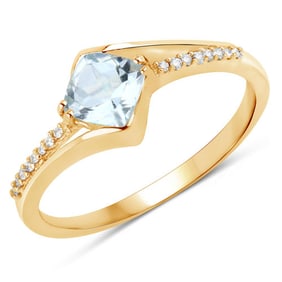 0.54 CT Genuine Aquamarine and White