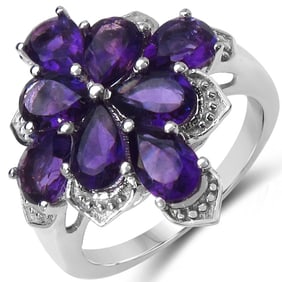 3.20 CT Genuine Amethyst 14K White Gold Ring