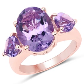 6.30 CT Genuine Amethyst 14K Rose Gold Ring