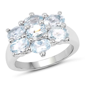 3.57 CT Genuine Blue Topaz 14K White Gold Ring